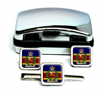 Royal Army Veterinary Corps (British Army) Square Cufflink and Tie Clip Set