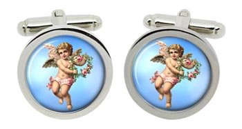 Cherub with a garland Cufflinks in Chrome Box