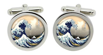 The Great Wave, by Hokusai Cufflinks in Chrome Box
