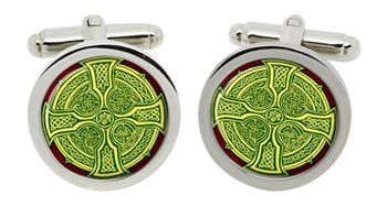 Irish Celtic Cross Cufflinks in Chrome Box