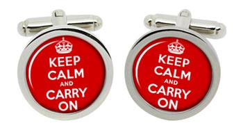 Keep Calm and Carry On Cufflinks in Chrome Box
