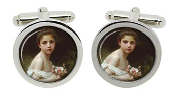 Petite Fille au Bouquet by Bouguereau Cufflinks in Chrome Box