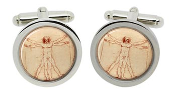 Vitruvian Man by Leonardo Cufflinks in Chrome Box