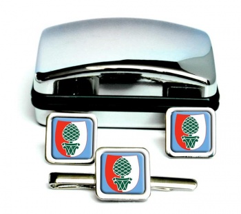Augsburg (Germany) Square Cufflink and Tie Clip Set