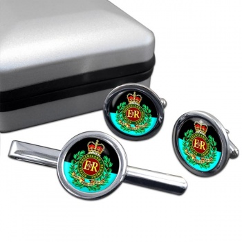 Royal Queensland Regiment (Australian Army) Round Cufflink and Tie Clip Set