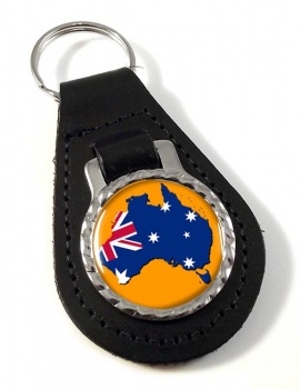 Australian Flag Map Leather Key Fob