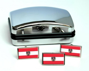 Austrian State Flag Flag Cufflink and Tie Pin Set