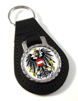 Austrian State Flag Leather Key Fob