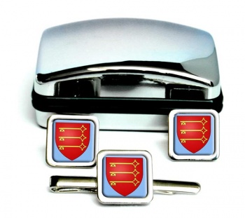 Avignon (France) Square Cufflink and Tie Clip Set