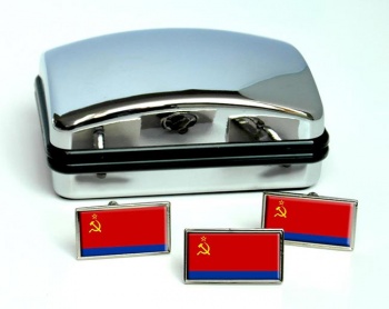 Azerbaijan Soviet Flag Cufflink and Tie Pin Set