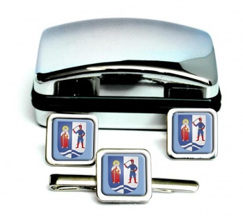 Bács-Kiskun Square Cufflink and Tie Clip Set