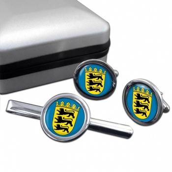 Baden-Wurttemberg (Germany) Round Cufflink and Tie Clip Set