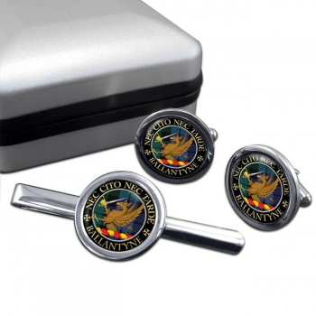 Ballantyne Scottish Clan Round Cufflink and Tie Clip Set