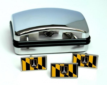 Baltimore MD Flag Cufflink and Tie Pin Set