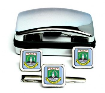 Banten (Indonesia) Square Cufflink and Tie Clip Set