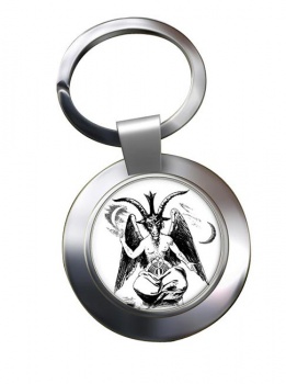 Baphomet Leather Chrome Key Ring