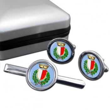 Bari (Italy) Round Cufflink and Tie Clip Set