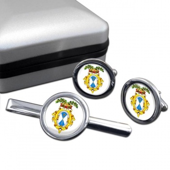 Provincia di Bari (Italy) Round Cufflink and Tie Clip Set