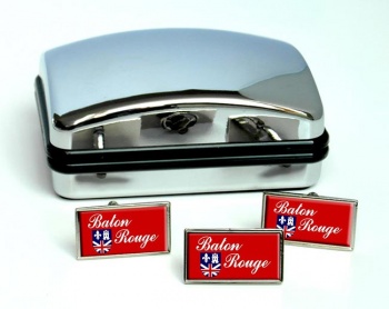 Baton Rouge LA Flag Cufflink and Tie Pin Set
