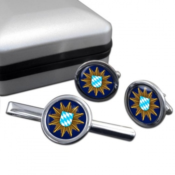 Polizei Bayern Round Cufflink and Tie Clip Set
