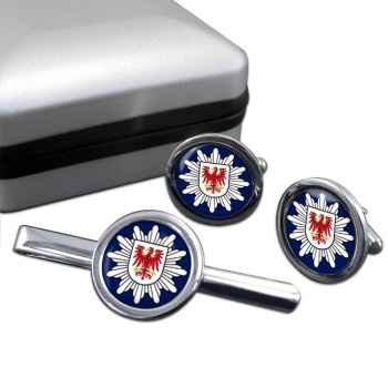 Polizei Brandenburg Round Cufflink and Tie Clip Set