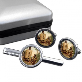 Bedouin Shepherds Round Cufflink and Tie Clip Set