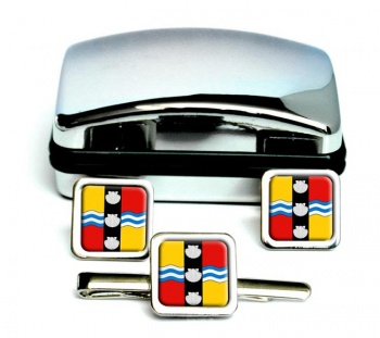Bedfordshire (England) Square Cufflink and Tie Clip Set