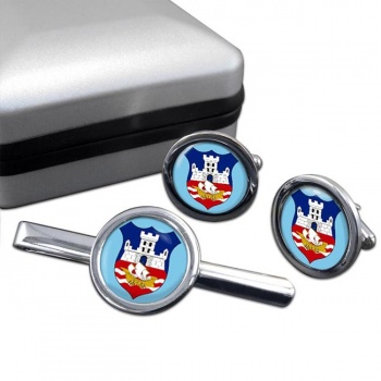 Belgrade (Serbia) Round Cufflink and Tie Clip Set