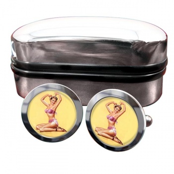 Bella Pin-up Girl Round Cufflinks