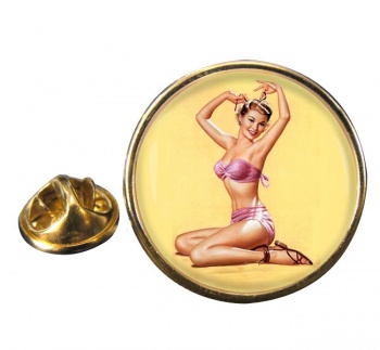 Bella Pin-up Girl Round Pin Badge