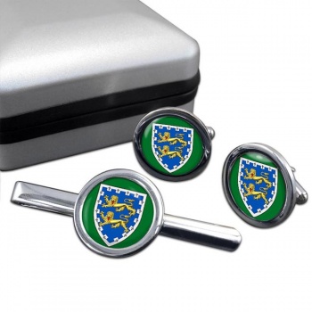 Berkshire (England) Round Cufflink and Tie Clip Set