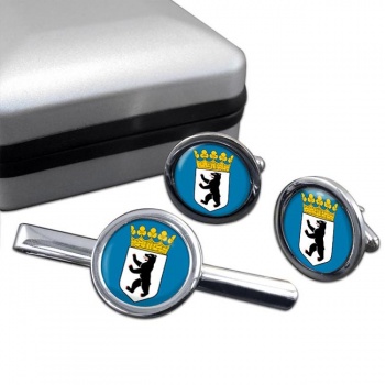 Berlin (Germany) Round Cufflink and Tie Clip Set