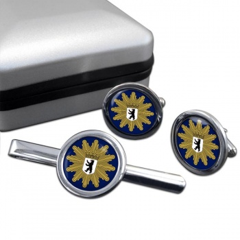 Berliner Polizei Round Cufflink and Tie Clip Set