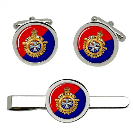 Royal Bermuda Regiment (RBR), British Army CR Cufflinks and Tie Clip Set