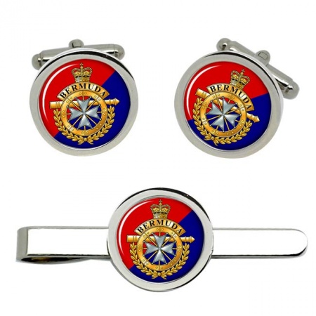 Royal Bermuda Regiment (RBR), British Army ER Cufflinks and Tie Clip Set