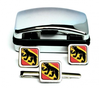 Bern (Switzerland) Square Cufflink and Tie Clip Set