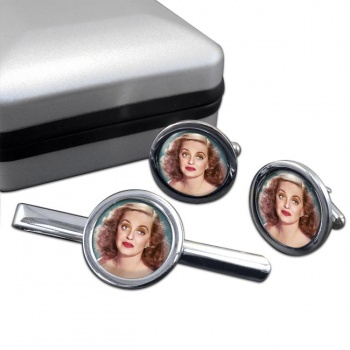 Bette Davis Round Cufflink and Tie Clip Set