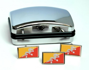 Bhutan Flag Cufflink and Tie Pin Set