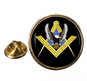 Bikers Masonic Round Pin Badge