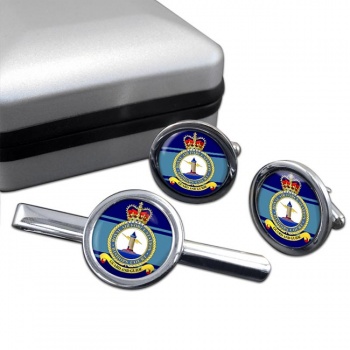 RAF Station Bishops Court Round Cufflink and Tie Clip Set