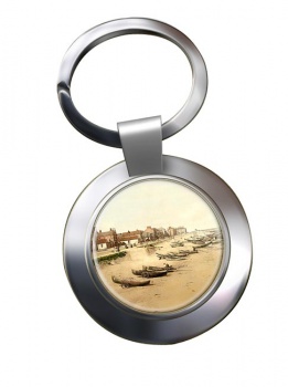 Boats on the Beach at Redcar Chrome Key Ring
