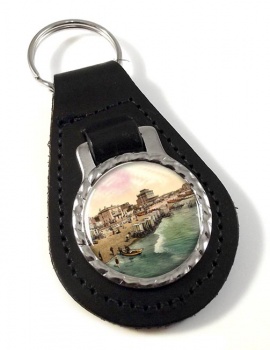 Beach at Bognor Sussex Leather Key Fob