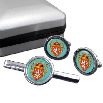 Bohemia (Czech) Round Cufflink and Tie Clip Set