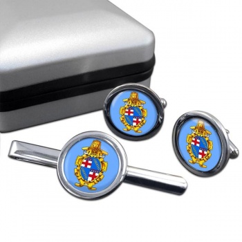 Bologna (Italy) Round Cufflink and Tie Clip Set