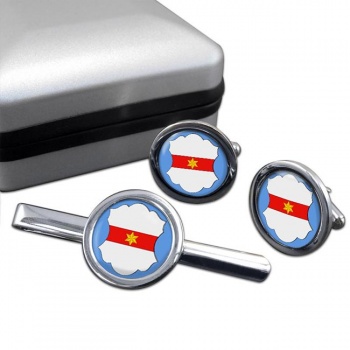 Bolzano (Italy) Round Cufflink and Tie Clip Set