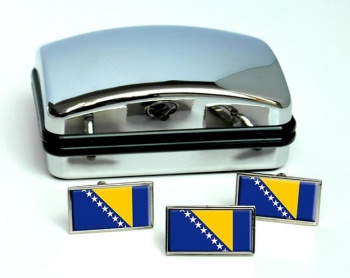 Bosnia and Herzegovina Flag Cufflink and Tie Pin Set