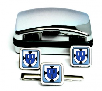 Bottrop (Germany) Square Cufflink and Tie Clip Set