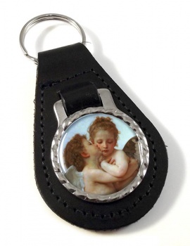 l'amour et psyche enfants by Bouguereau Leather Key Fob