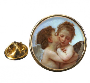 l'amour et psyche enfants by Bouguereau Pin Badge