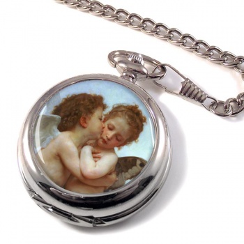 l'amour et psyche enfants by Bouguereau Pocket Watch